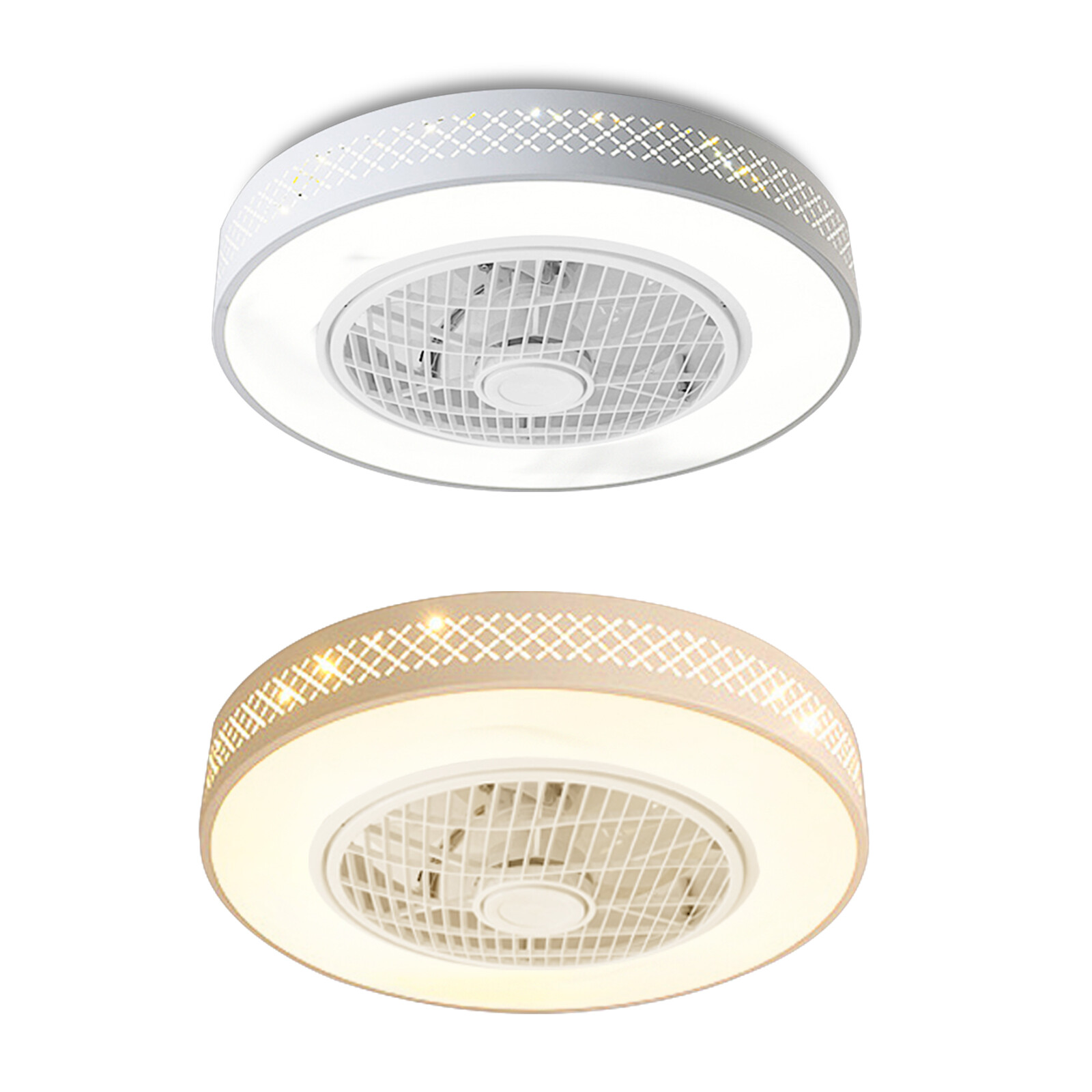 20" Modern Fan Lights Flush Mount LED Ceiling Light kit With Remote Control