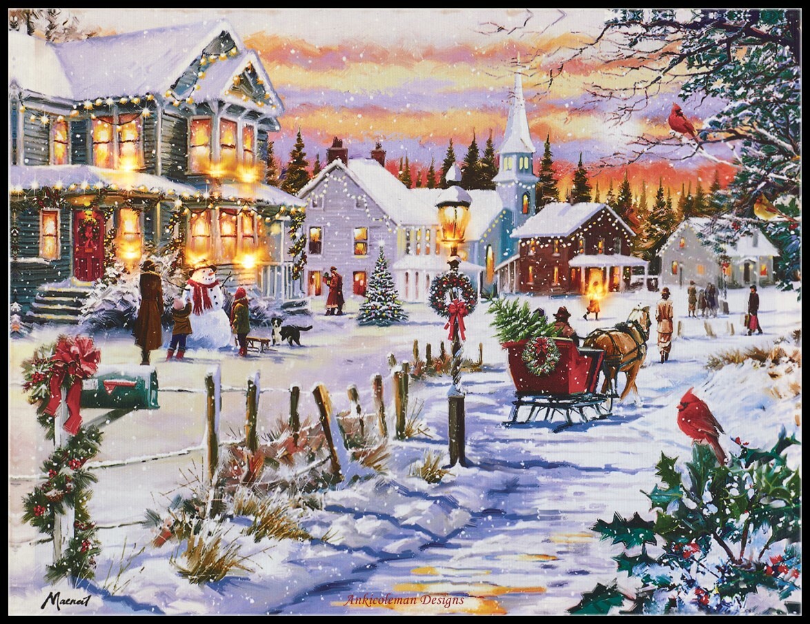 Bringing Home the Tree 3 - DIY Chart Counted Cross Stitch Patterns Needlework