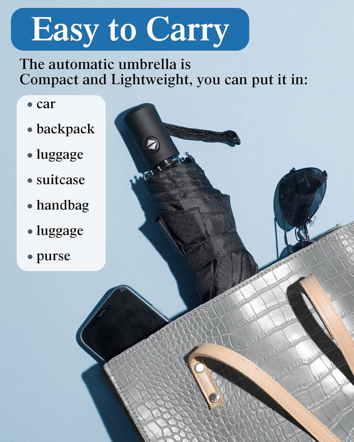 4Pc Windproof Travel Umbrellas | Folding Auto Open/Close Compact Rain Gear