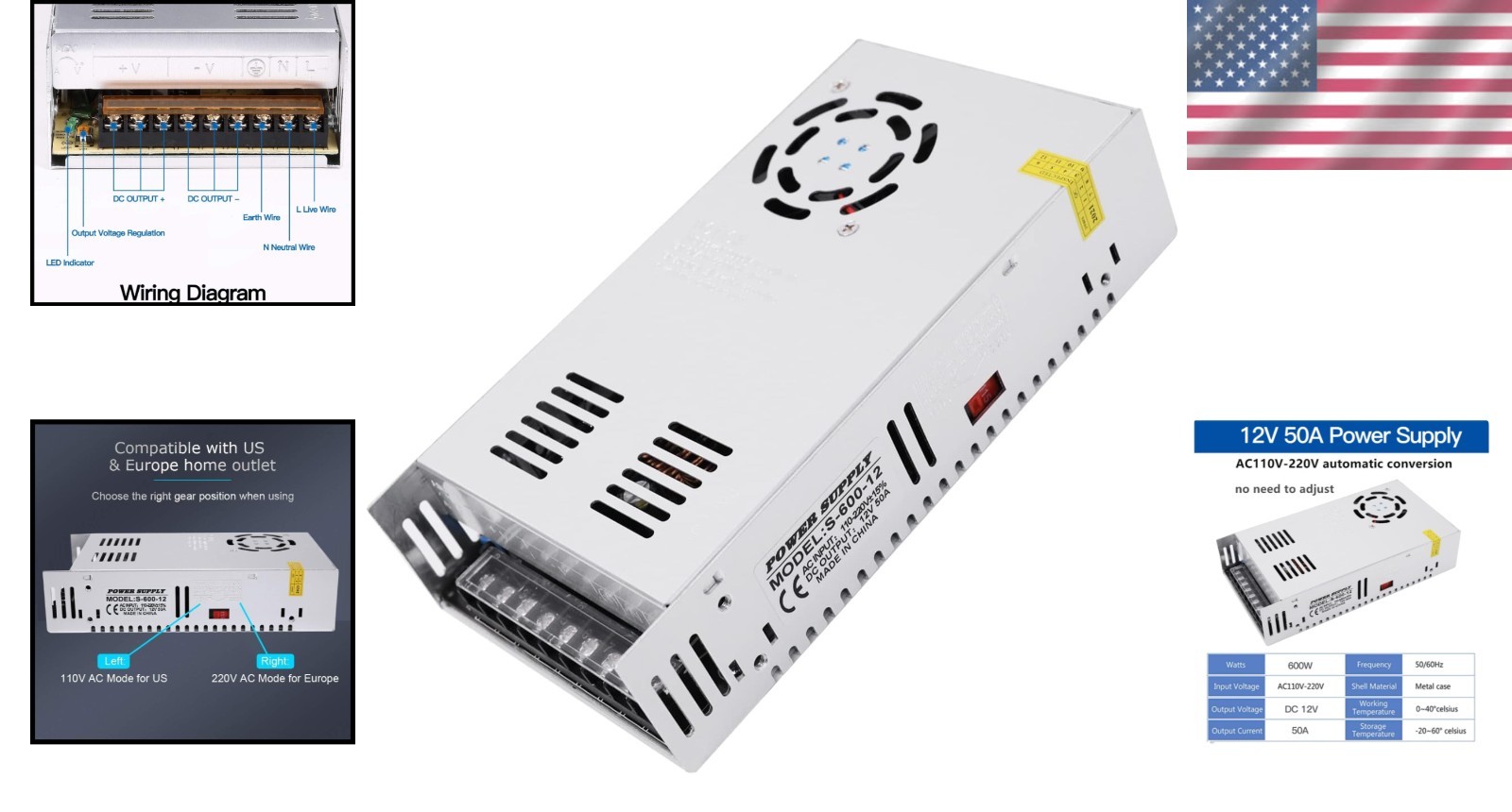 Professional 600W 12V CCTV Camera SMPS Transformer