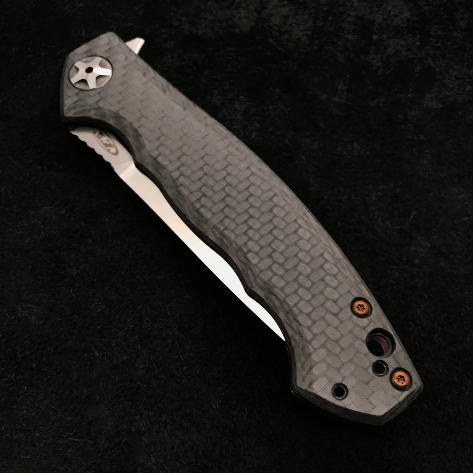 Zero Tolerance ZT 0452CF Plain Edge Folder BWL Purple Ano custom zt452cf