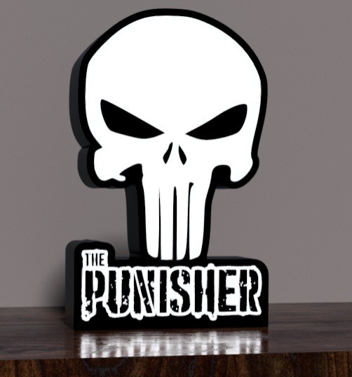 Punisher Skull LED Light USB Powered 9” Man Cave Garage Decor Night Lamp Sign