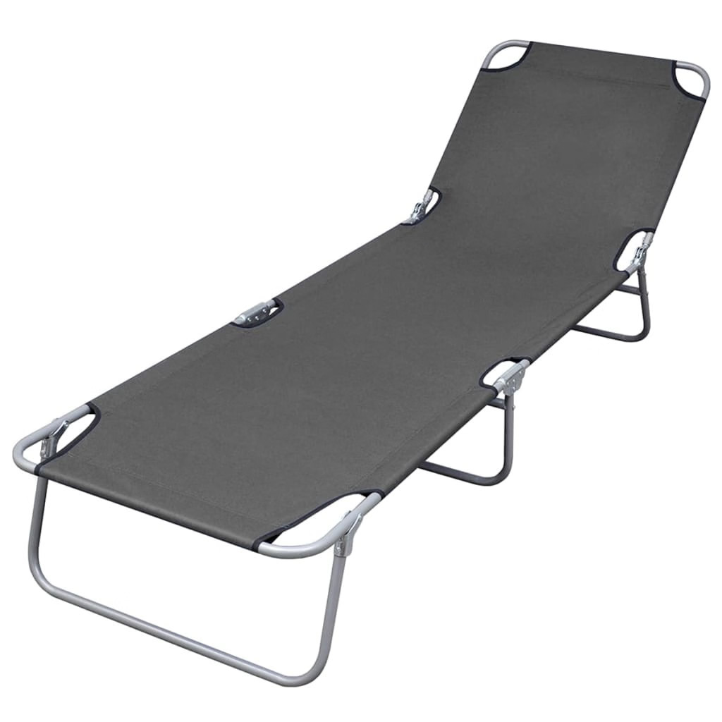 Sunlounger Grey Powder-coated steel 74.4 x 22.8 x 10.6 in