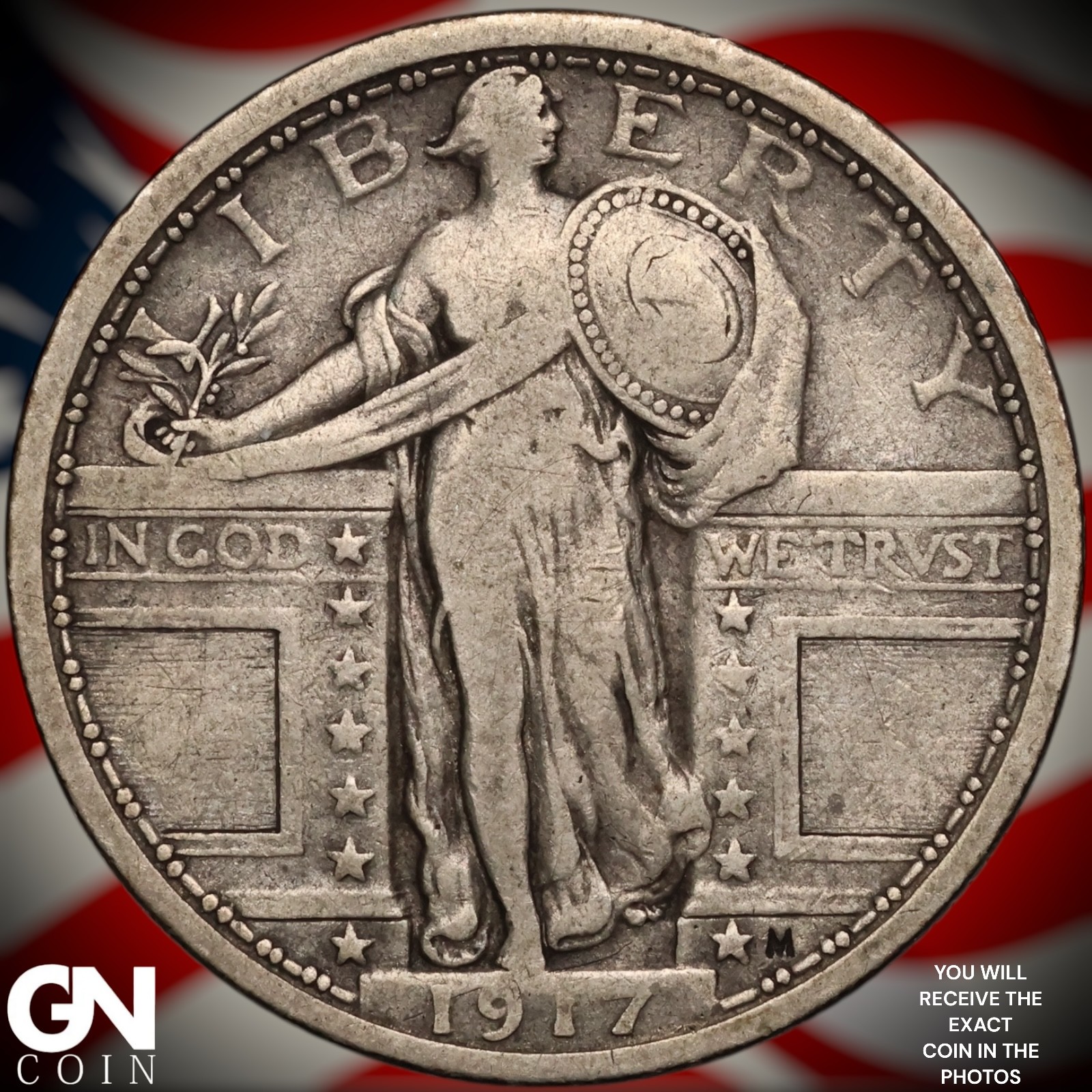 1917 P TYPE 1 Standing Liberty Quarter B1414