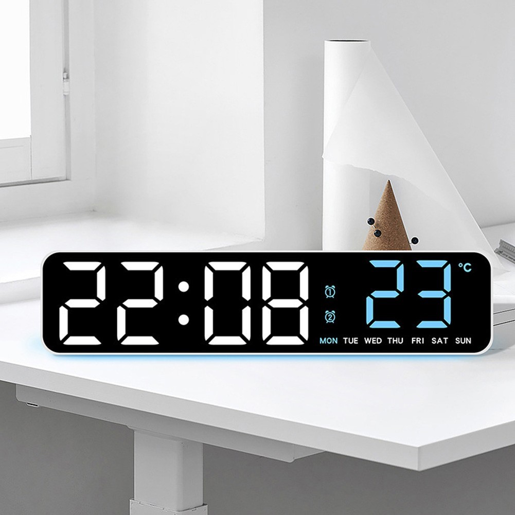 LED Digital Clock with Temperature Display Manual Brightness Adjustment Timer