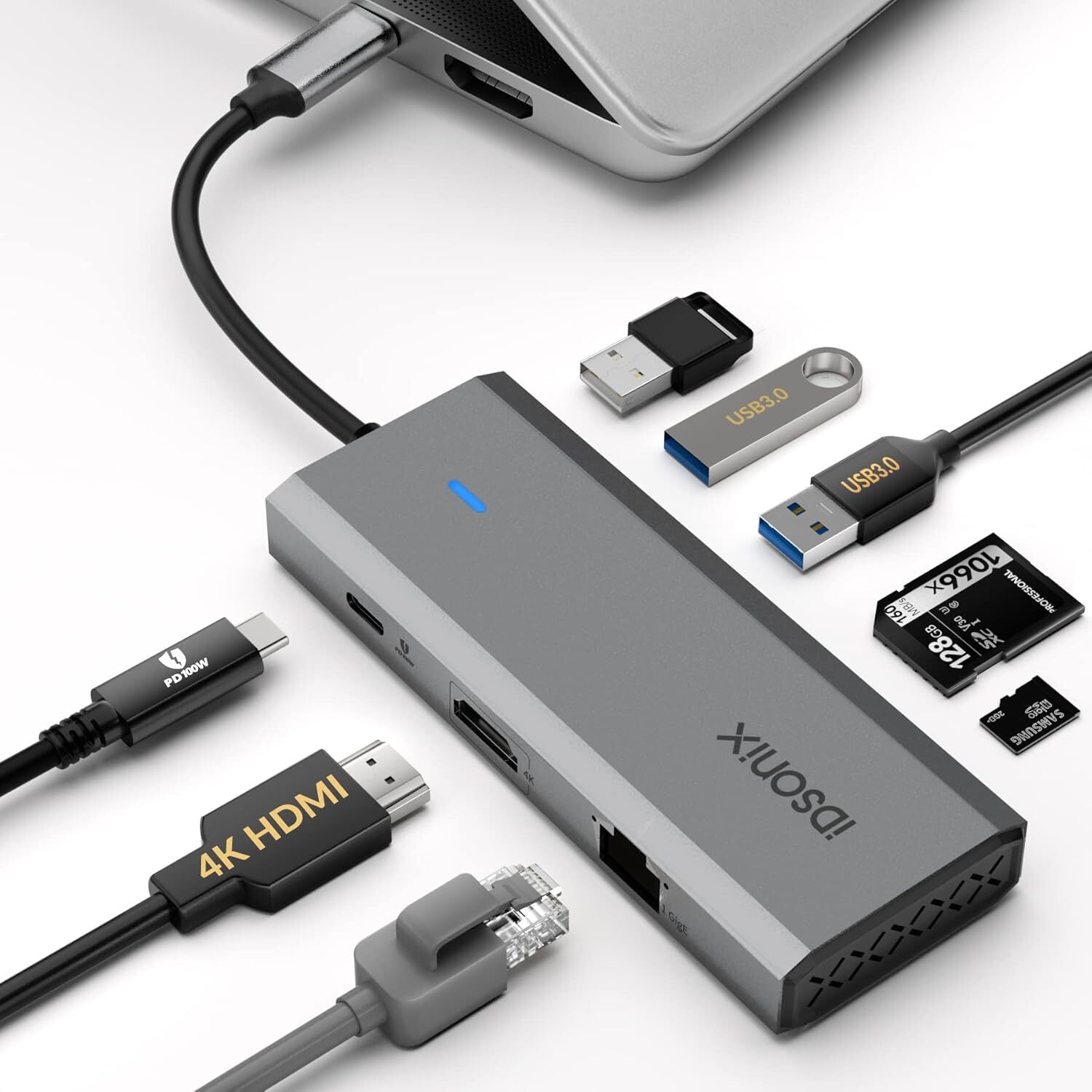 iDsonix Laptop Docking Station USB C Hub Triple Display for MacBook Pro HP Dell
