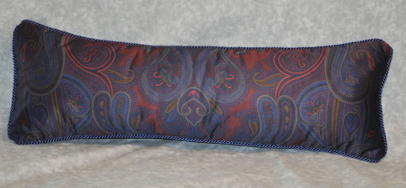 Corded Accent Pillow made with Ralph Lauren Driver Navy Blue Paisley Fabric 24x8