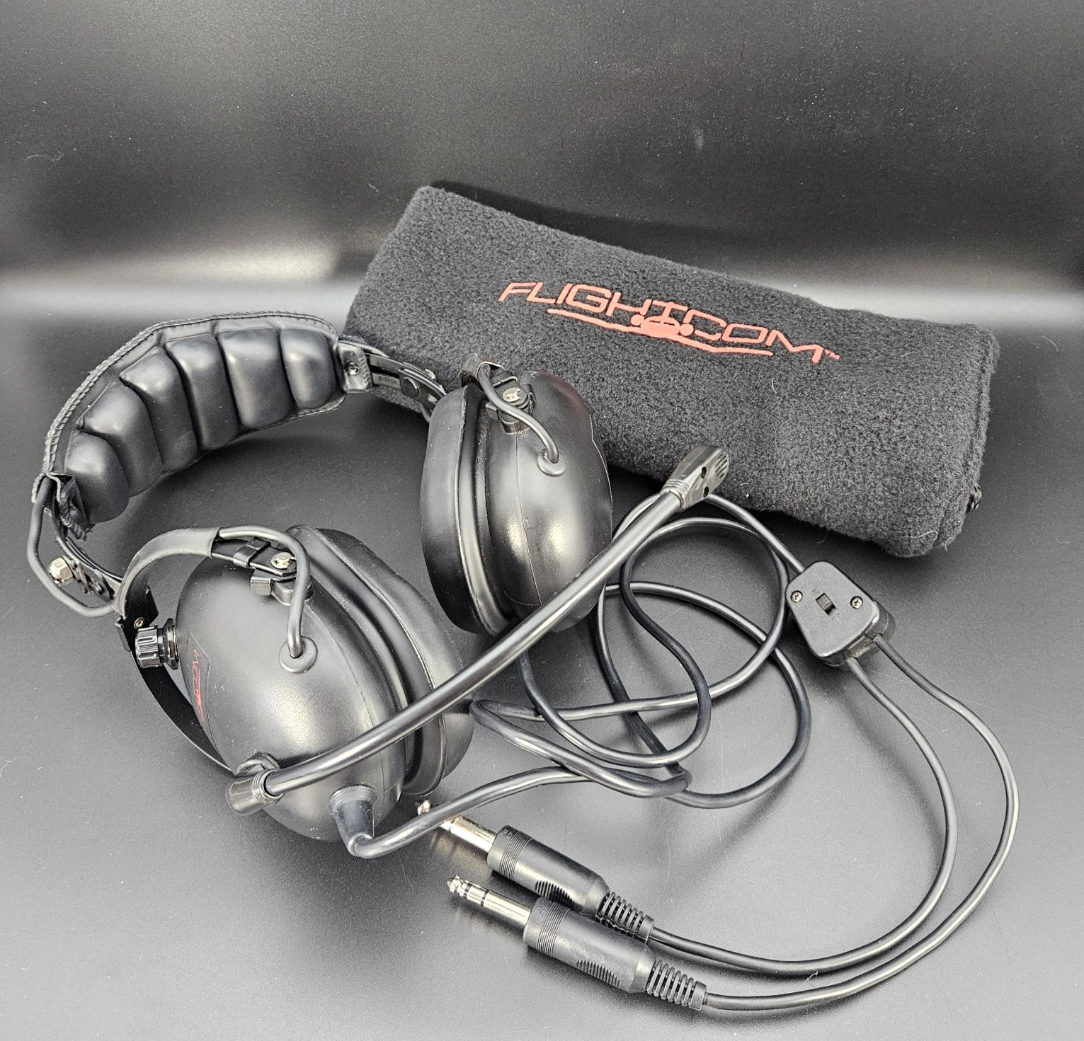 Flightcom Aviation Headset w/ Mic & Dual GA Plugs PJ-055 PJ-068 – Tested