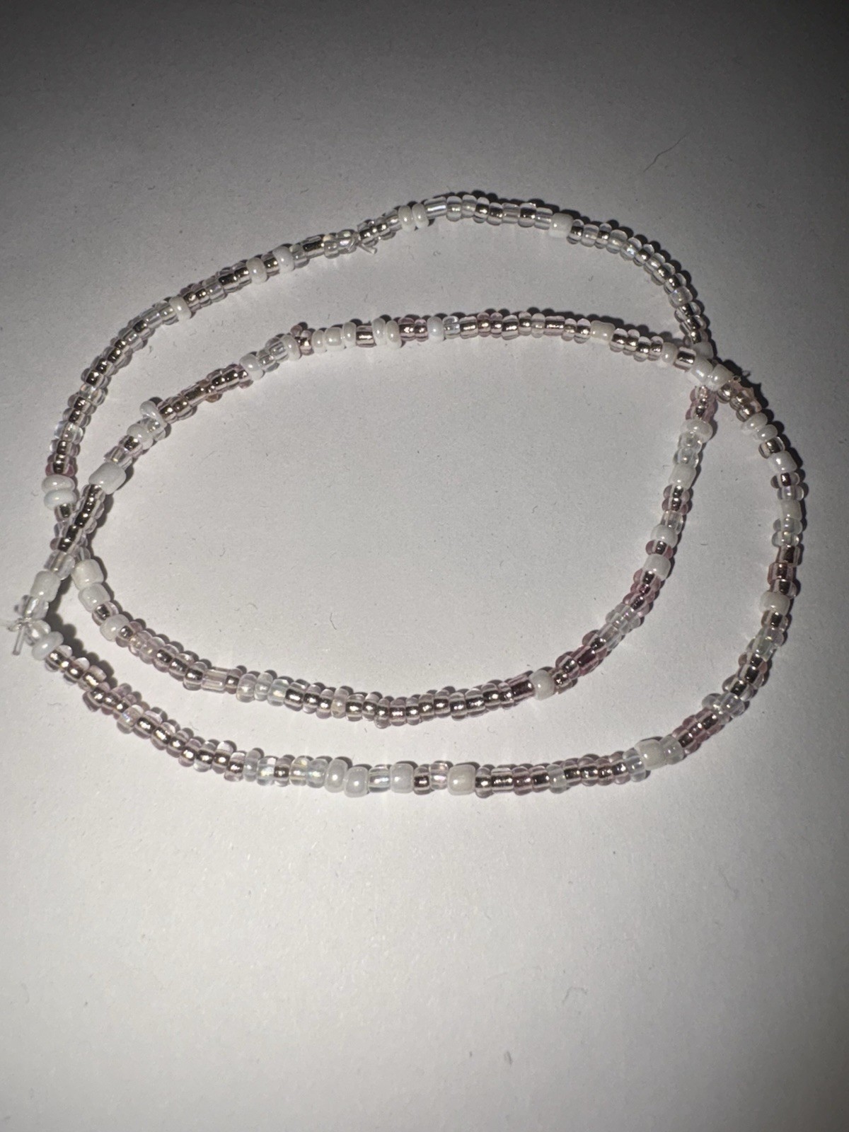 Handmade Valentine’s Day Pink White Seed Bead Bracelet