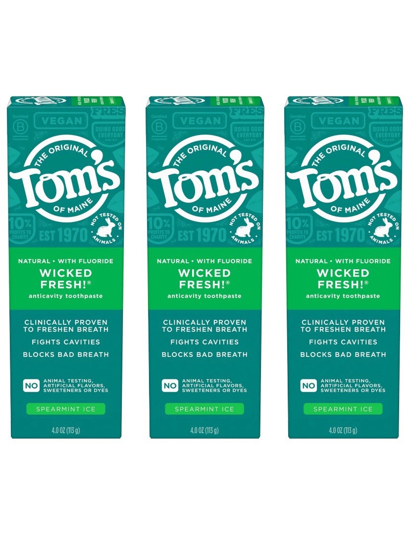 Tom’s Wicked Fresh Toothpaste with Fluoride Spearmint 3 Pack 4.0oz Exp 01/28