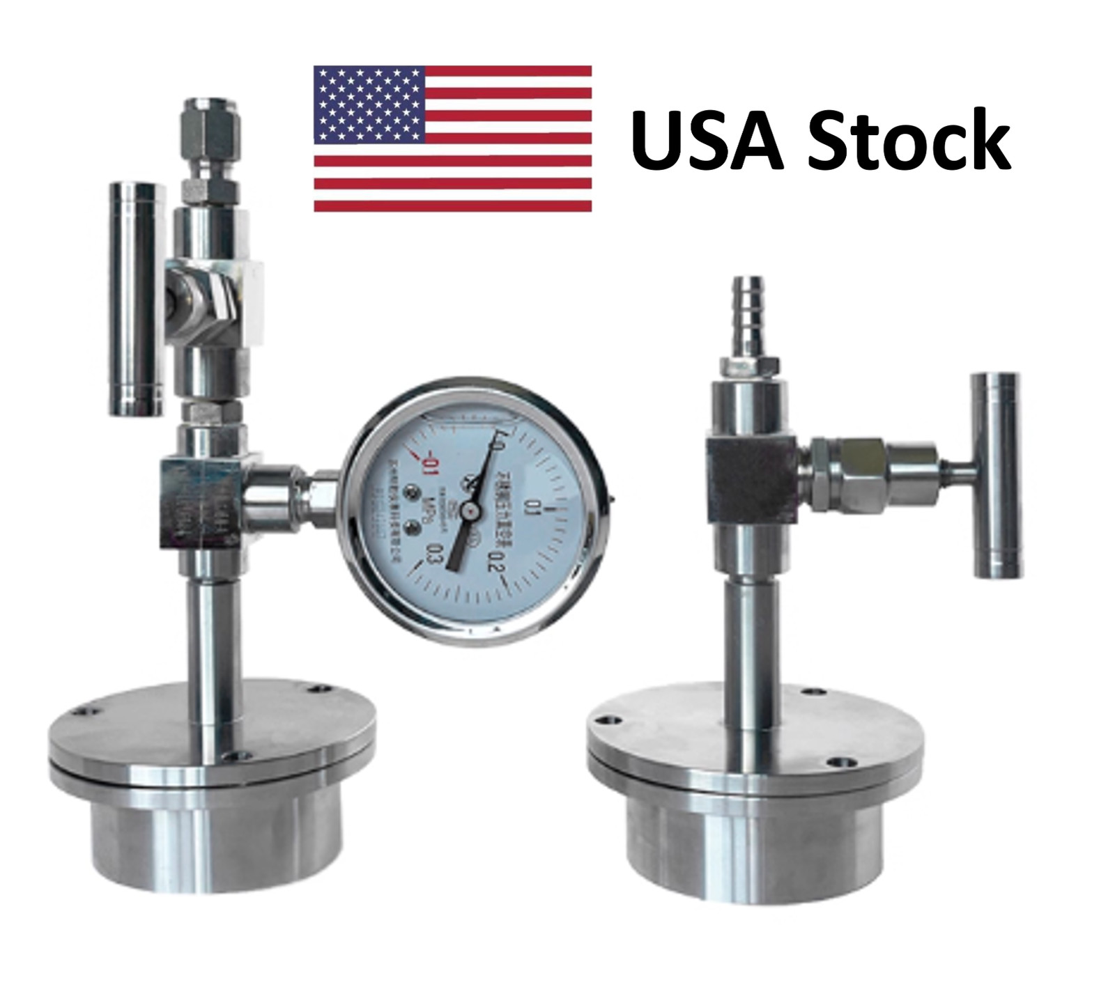 Vacuum Sealing Assembly for Tube Furnace with Valve and Vacuum Gauge 1'' to 4''