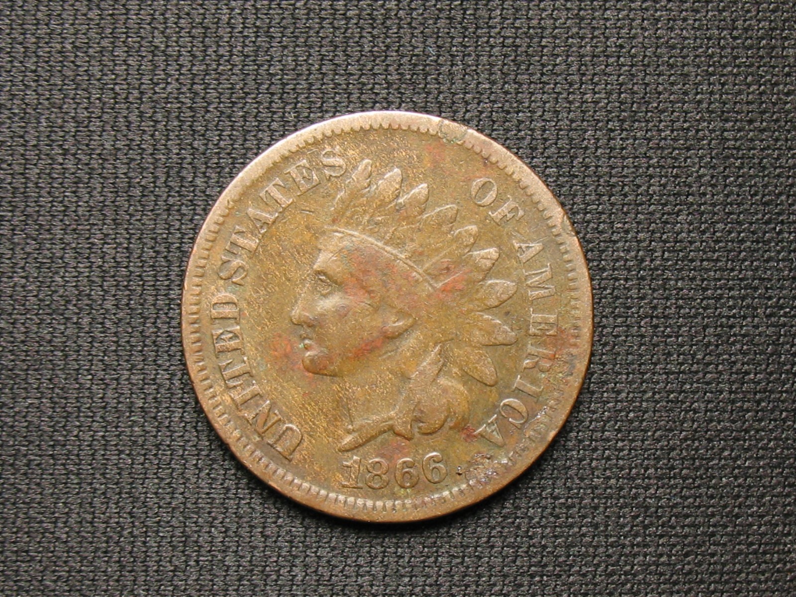 🔥OLD COIN SALE F+ 1866 INDIAN HEAD CENT PENNY PART LIBERTY & DIAMONDS 🔥LOT 1.6