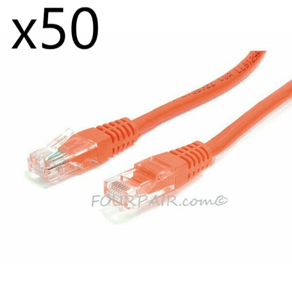 50 Pack Lot 7ft CAT5e Ethernet Network LAN Router Patch Cable Cord Wire Orange