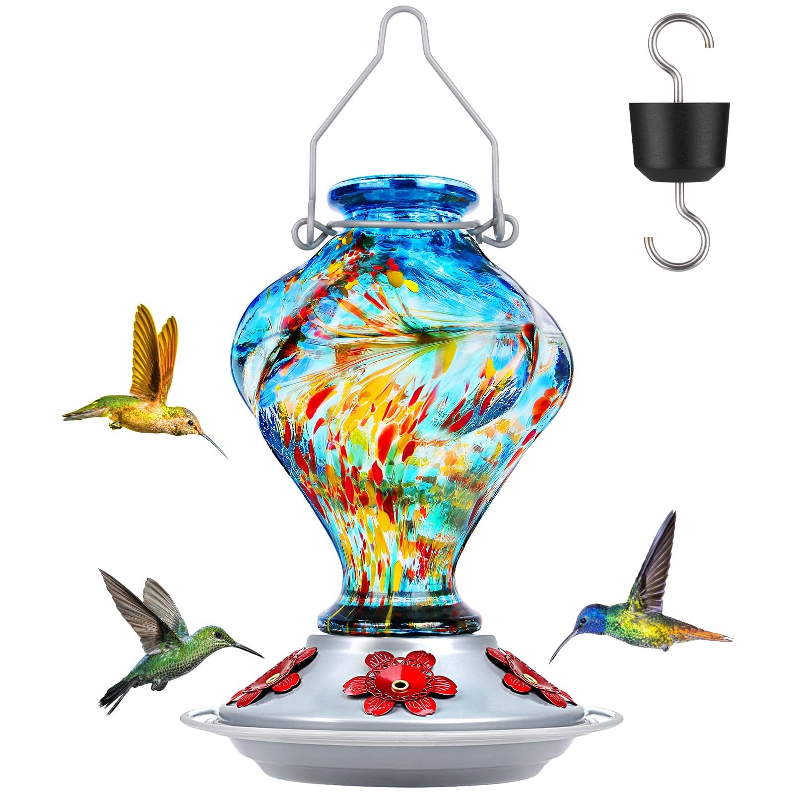 Hummingbird Feeder, BOLITE Glass Feeders for Blue Phoenix