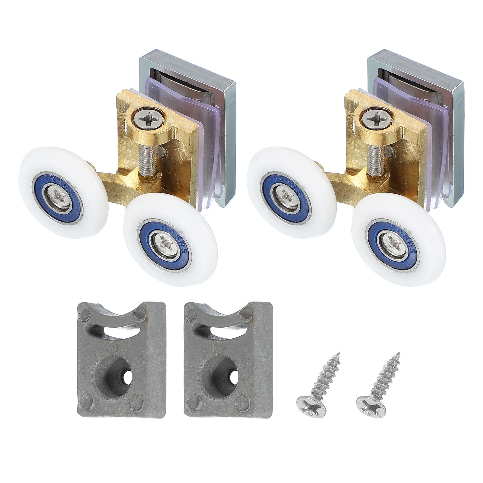 2Pcs 25mm Double Shower Door Rollers Copper Top Wheels Copper Tone