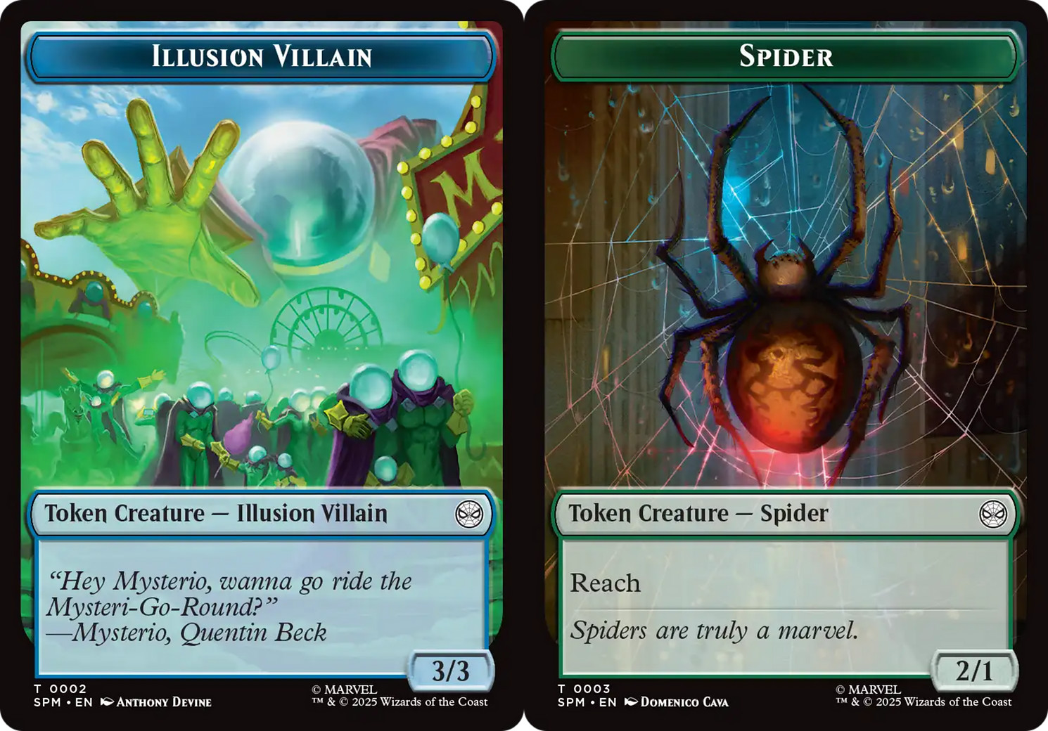 SPIDER // ILLUSION VILLAIN TOKEN x4 mtg NM Marvel's Spider-Man Double-Sided