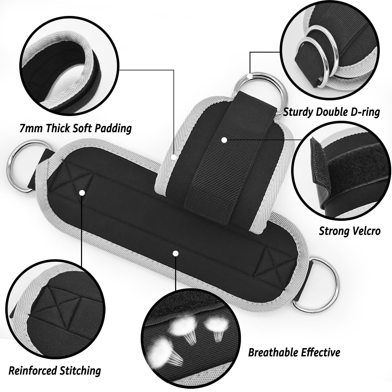Adjustable Ankle Straps for Cable Machines Glute Kickbacks & Leg Workouts