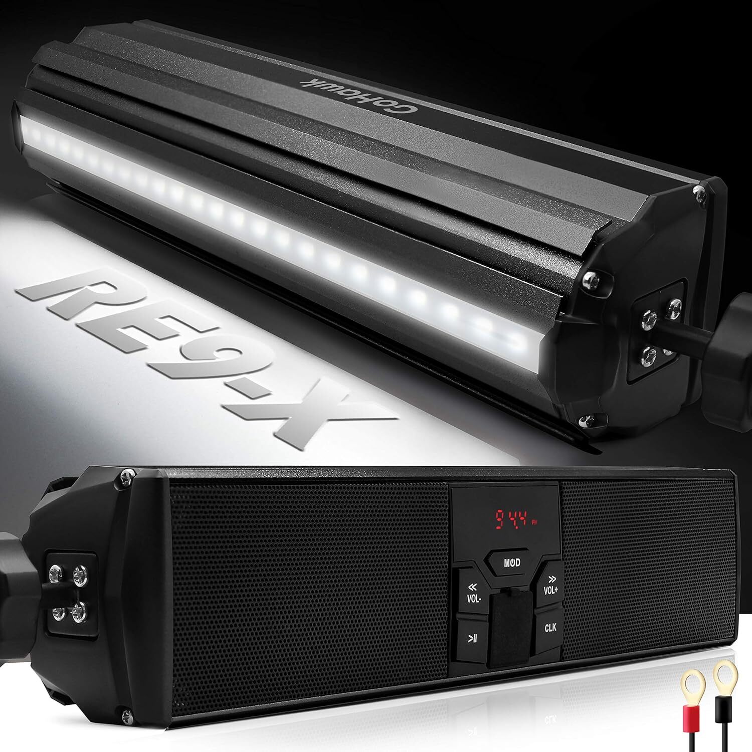 Gohawk Re9x Bluetooth Speakers For Motorcycle Atv Utv 18.25In With 24 Leds
