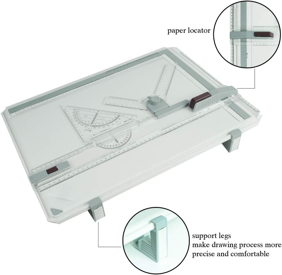 JILoffice A3 Drawing Board, Lightweight Multi-Funtion Drafting Table White