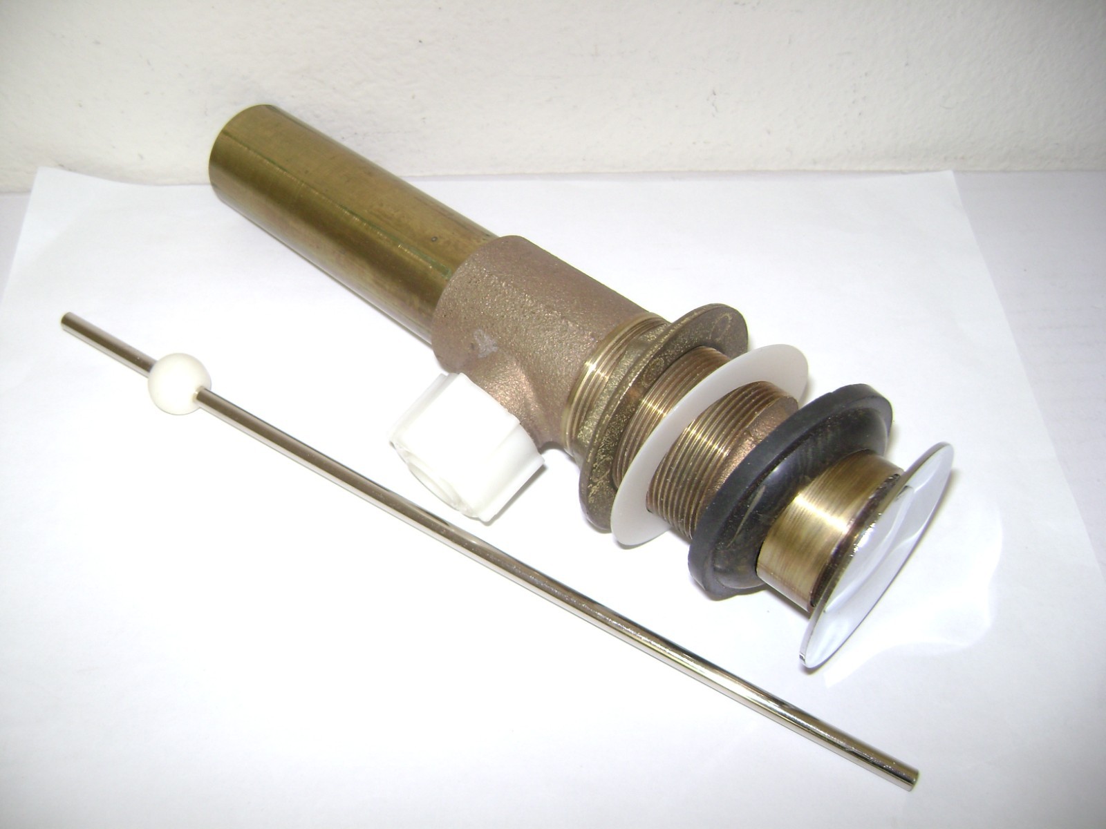 Pop-Up Drain Assembly, Brass & Chrome Sink Parts, 1980-1990, New, Unused