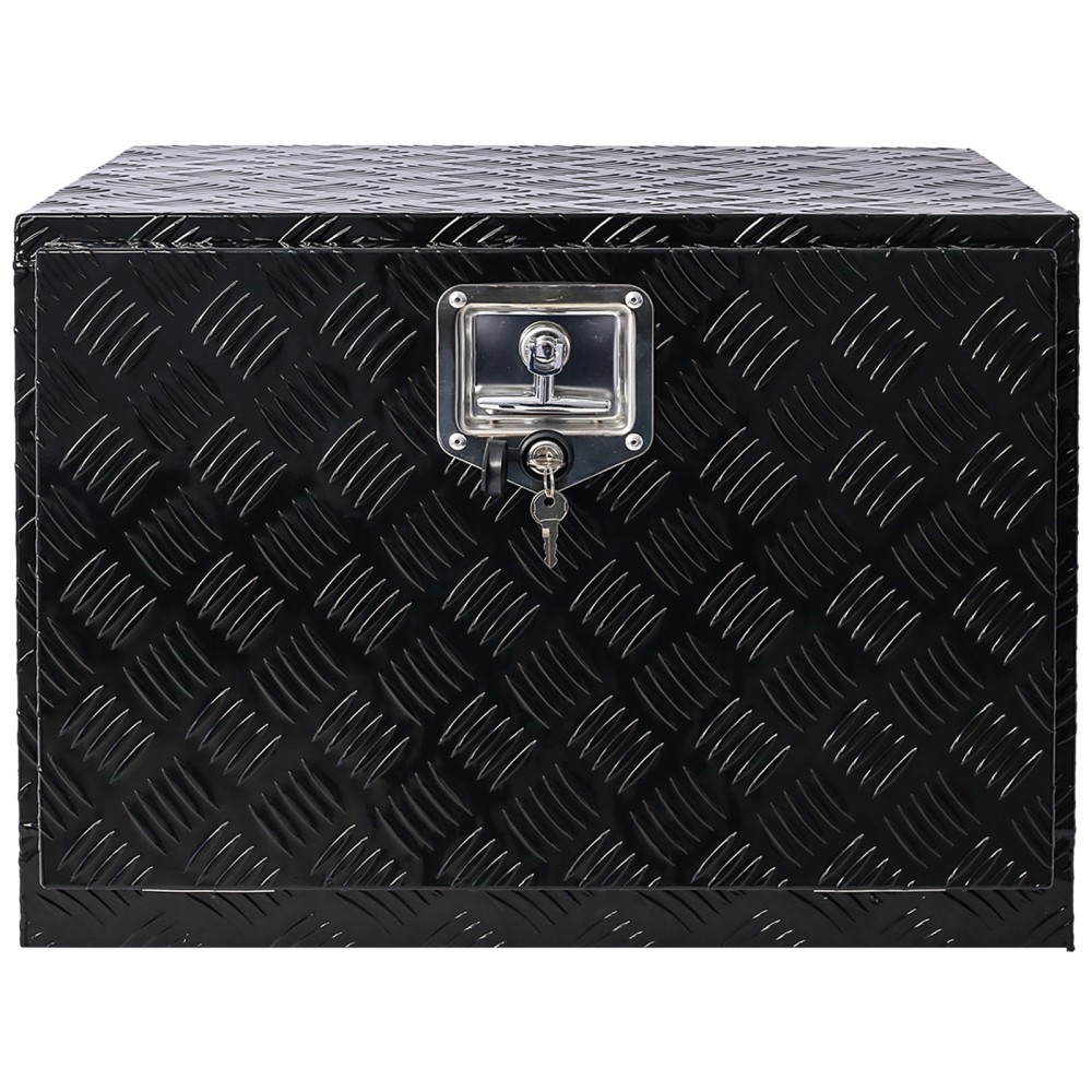 24" Aluminum Heavy Duty Lockable Underbody Tool Box, Black for Pickup Trailer RV