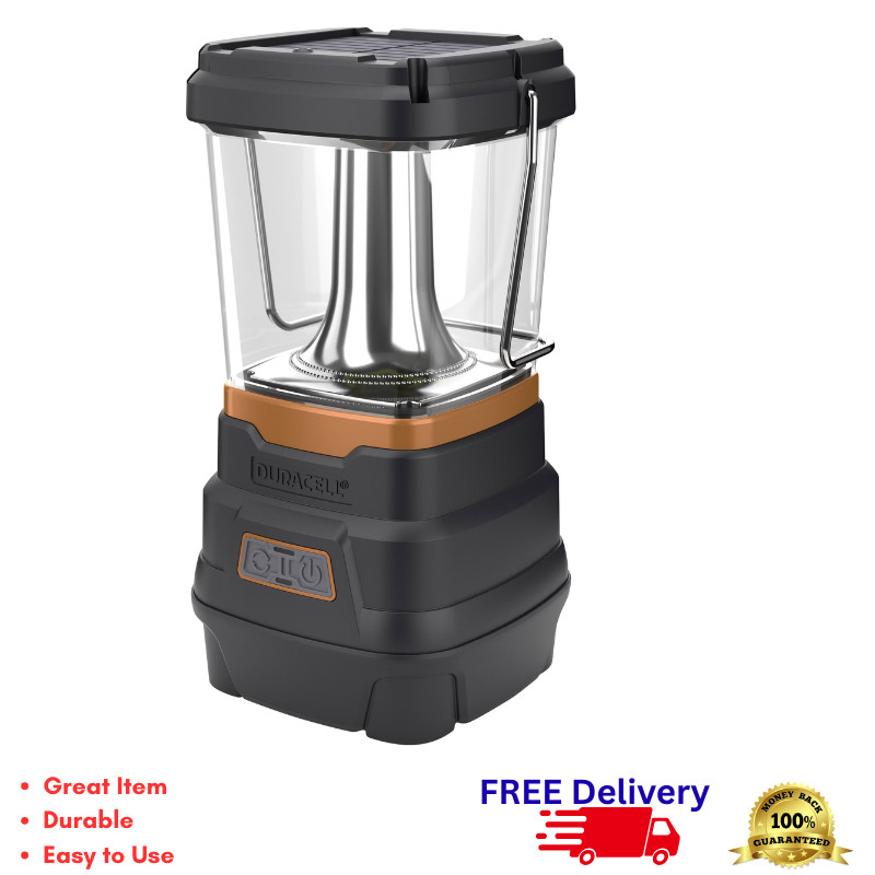 Duracell 5000L Tri-Powered LED Lantern Solar Rechargeable D Battery USB-C 5000lm