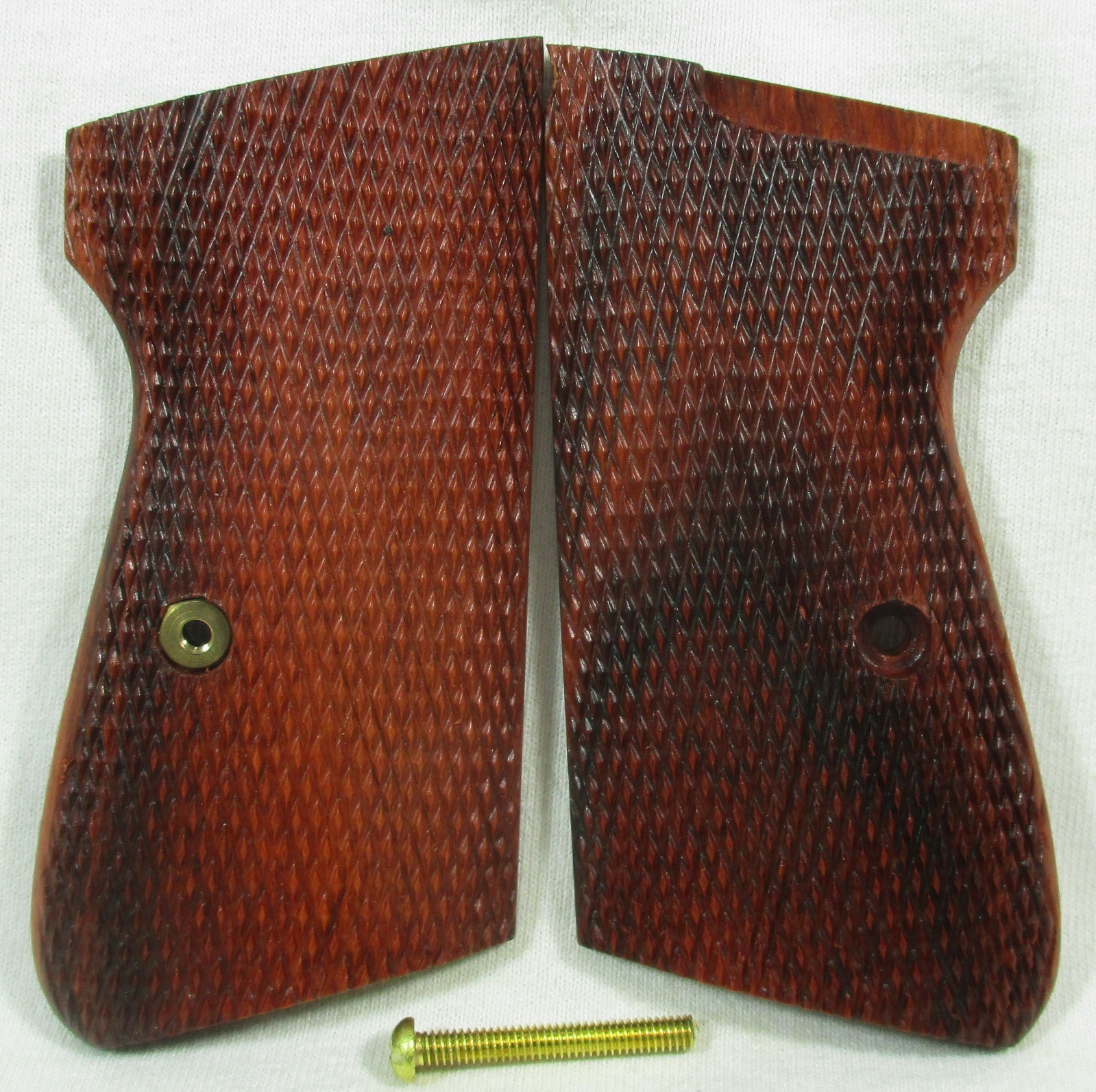 New, wood checkered grips for Walther PPK/S Interarm 380 ACP