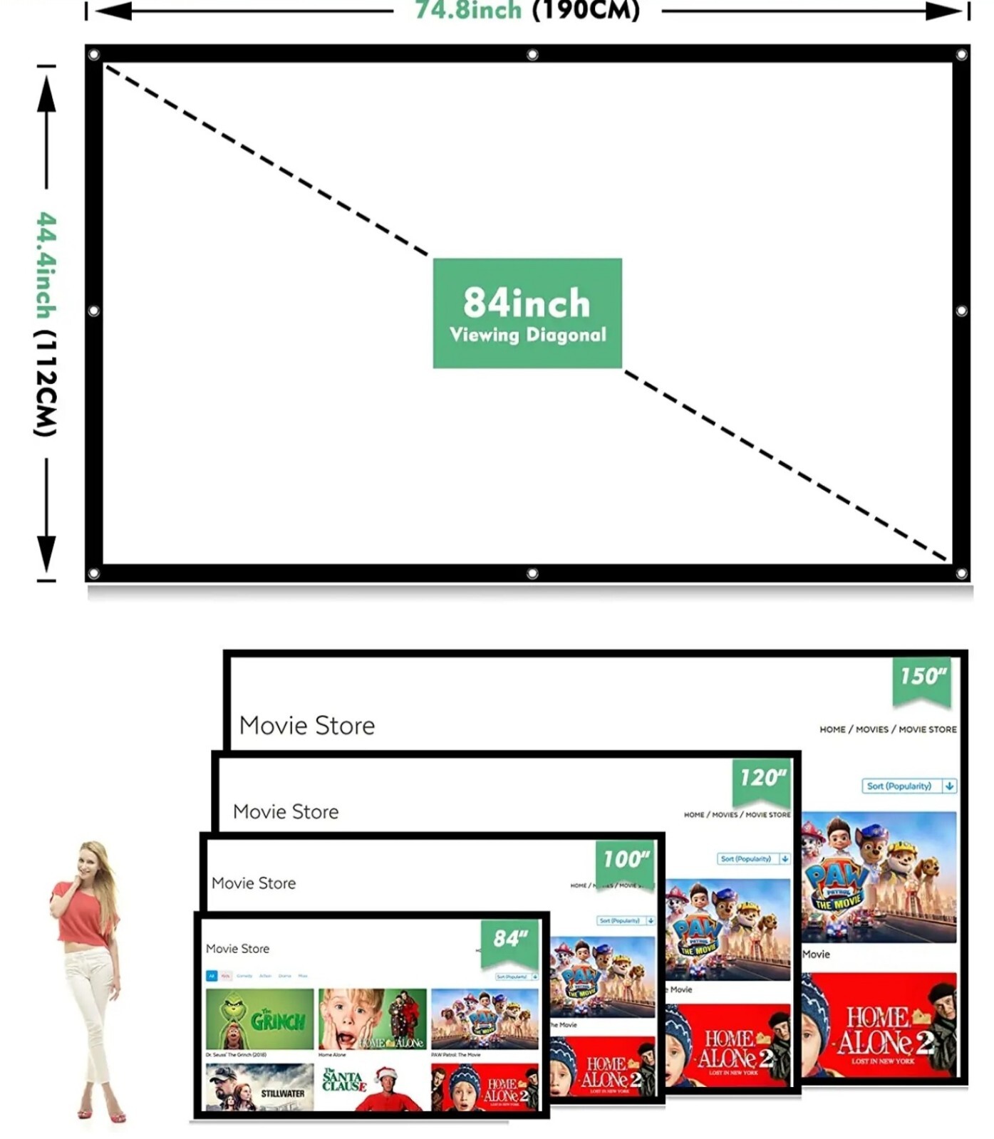 84 in 16:9 Simple HD Projector  Screen Projection