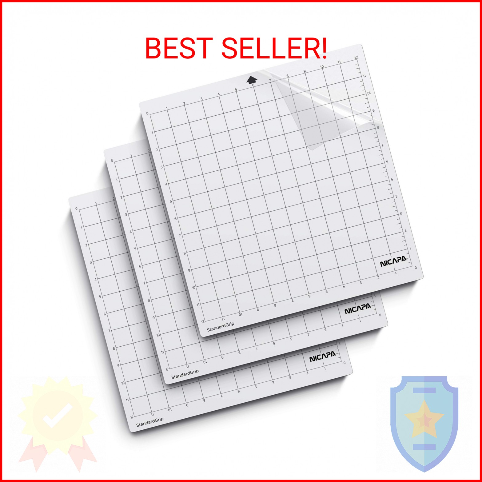 Nicapa StandardGrip Cutting Mat for Silhouette Cameo 4/3/2/1 (12x12 inch,3 pack)