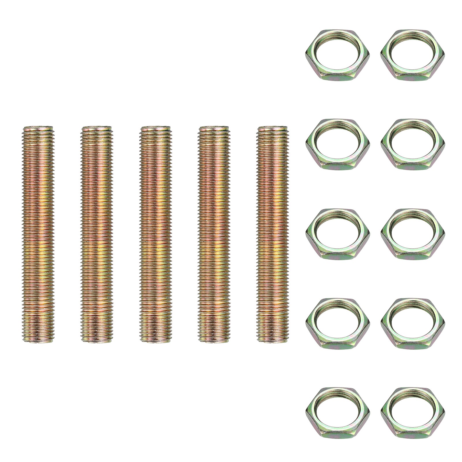 5Pcs 1/4IP Threaded 1.4" Lamp Pipe Nipples Kit with Lock Nuts, Color Zinc