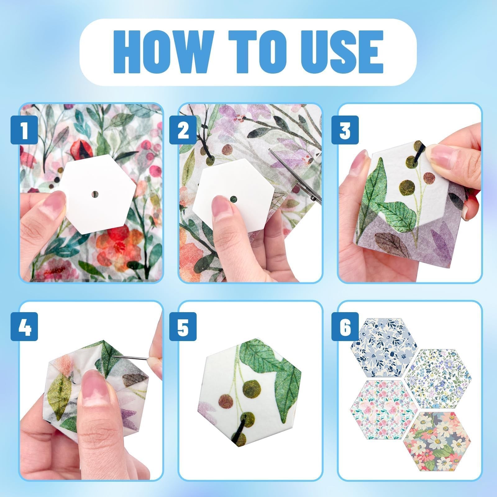 2000 PCS 1 Inch White Hexagon Piecing Paper Templates Quilting Patchwork