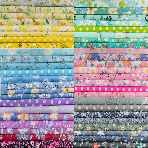 LUMANSUO 50pcs 10" x 10" Cotton Quilting Fabric Squares Fat Quarter Bundles