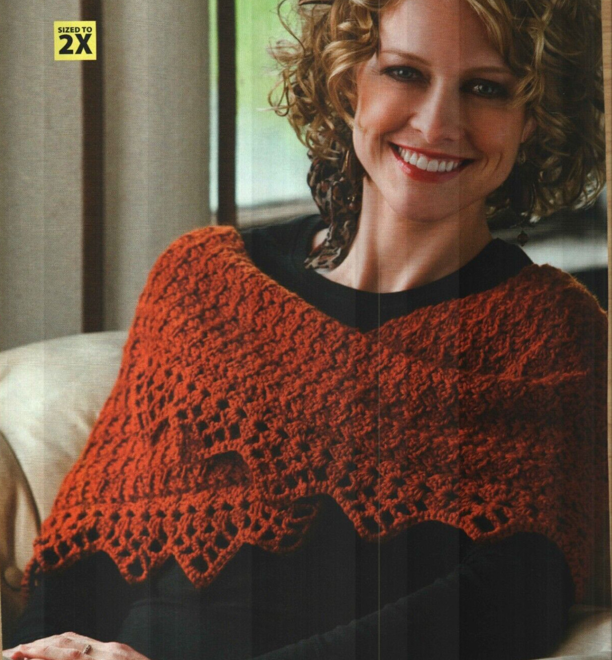 COPPER SHOULDER WRAP 6 SIZES WOMEN'S CROCHET PATTERN INSTRUCTIONS