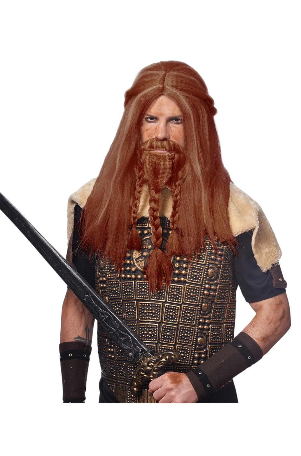 Brand New Viking Adult Wig & Beard (Red)