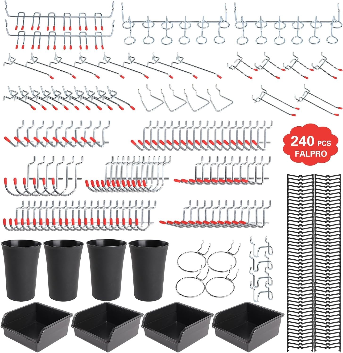 240PCS Pegboard Hooks & Accessories Kit for Ultimate Tool Organization