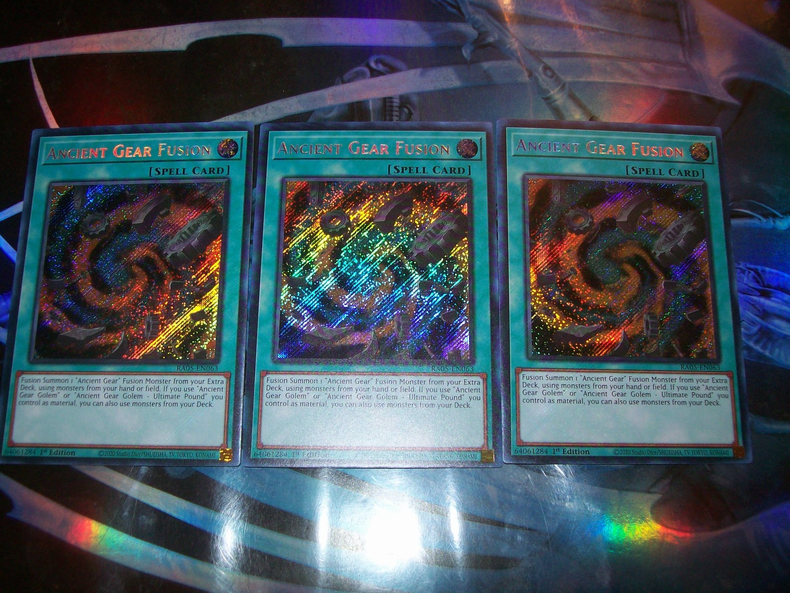 3x Ancient Gear Fusion 1st Edition Secret Rare RA05-EN063 Yu-Gi-Oh!