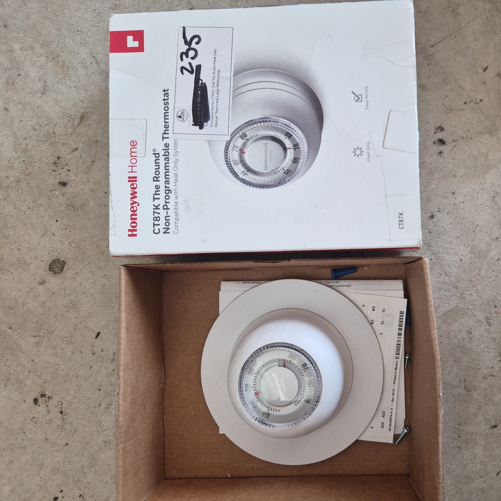 Honeywell Round Mechanical Thermostat Heat Only CT87K
