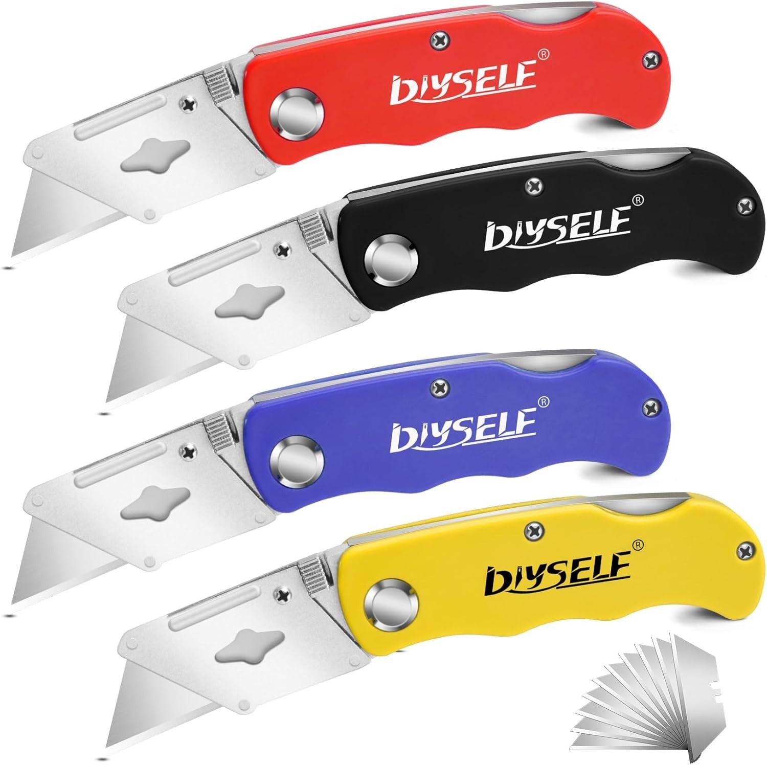 4 Pk Blade Razor Knife Box Cutter Folding Utility Knife Quick Extra10 Blades