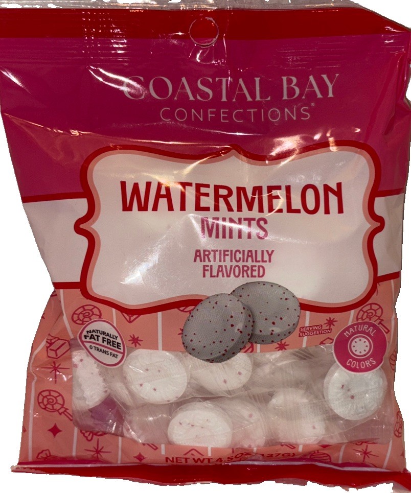 Coastal Bay WATERMELON MINTS 1ea 4.5oz Bag Hard Candy-Naturally FAT FREE-SHIP24H