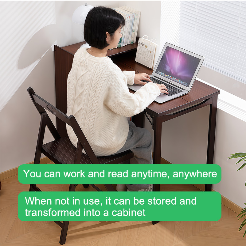 Modern Bamboo Folding Desk Storage Gaming Computer Desk Home Office Study Table