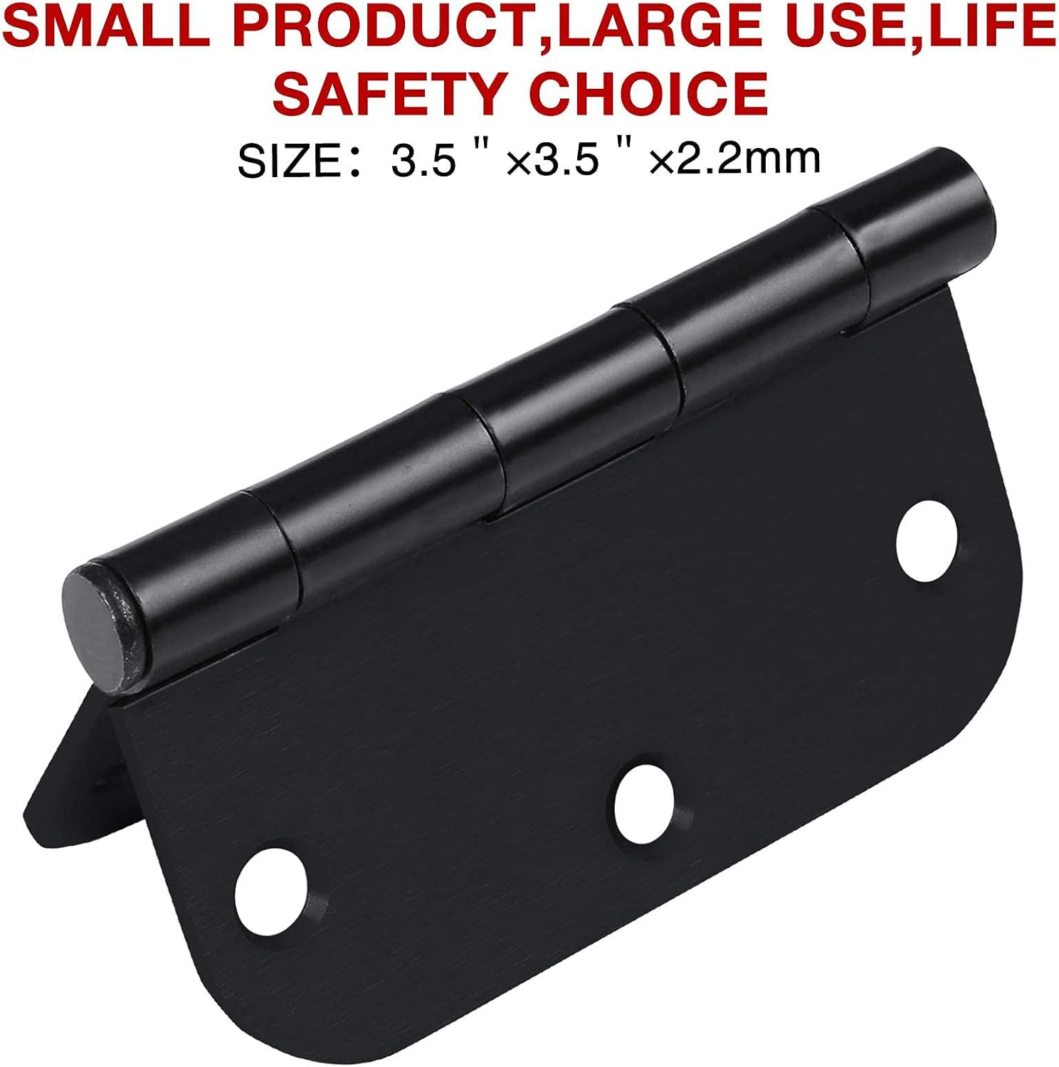 Matte Black Rounded Door Hinges 3.5" - 36 Pack, No Squeak, Versatile Use