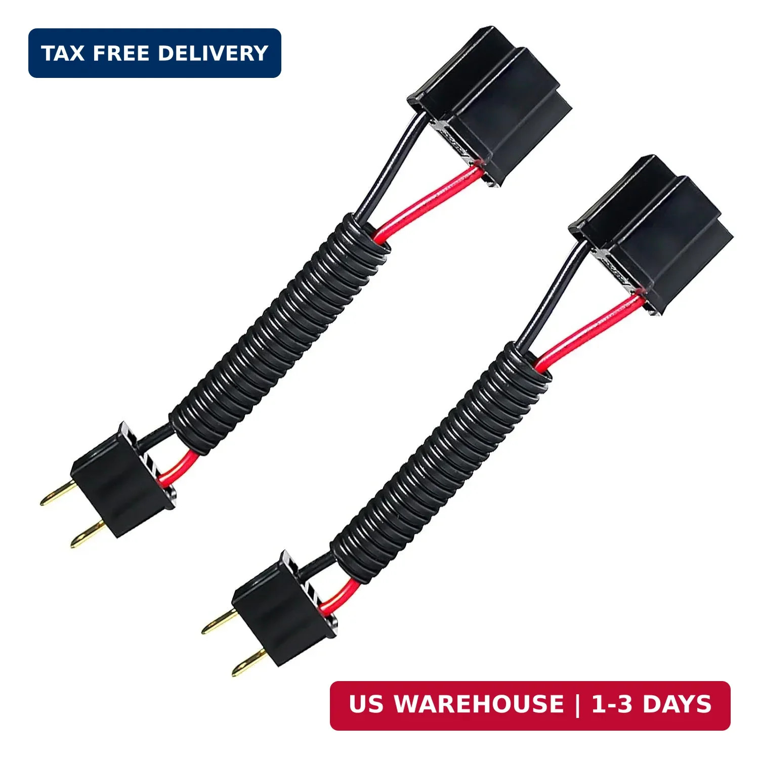 3 Prong to 2 Prong Wiring Harness Headlight Adapter, 2 Pack Female to Male, H465