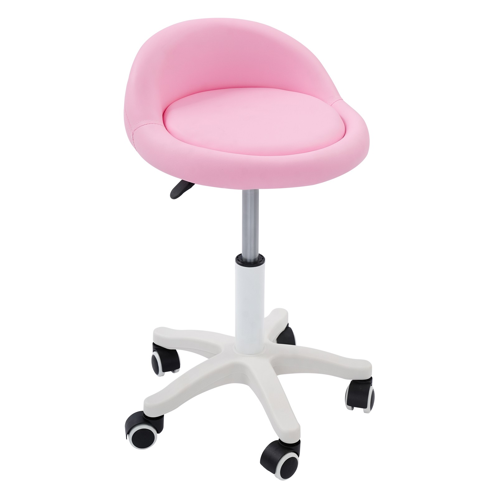 Salon Stool Pink Adjustable Height 14.57-19.69 Inch PU Leather Beauty Spa Chair