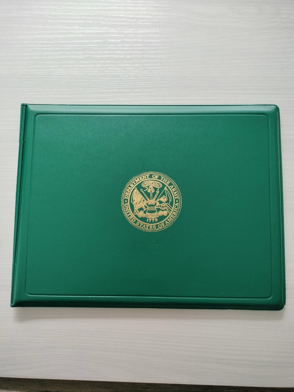 Department of the Army Green Award Presentation Folder - Bifold Binder Display!