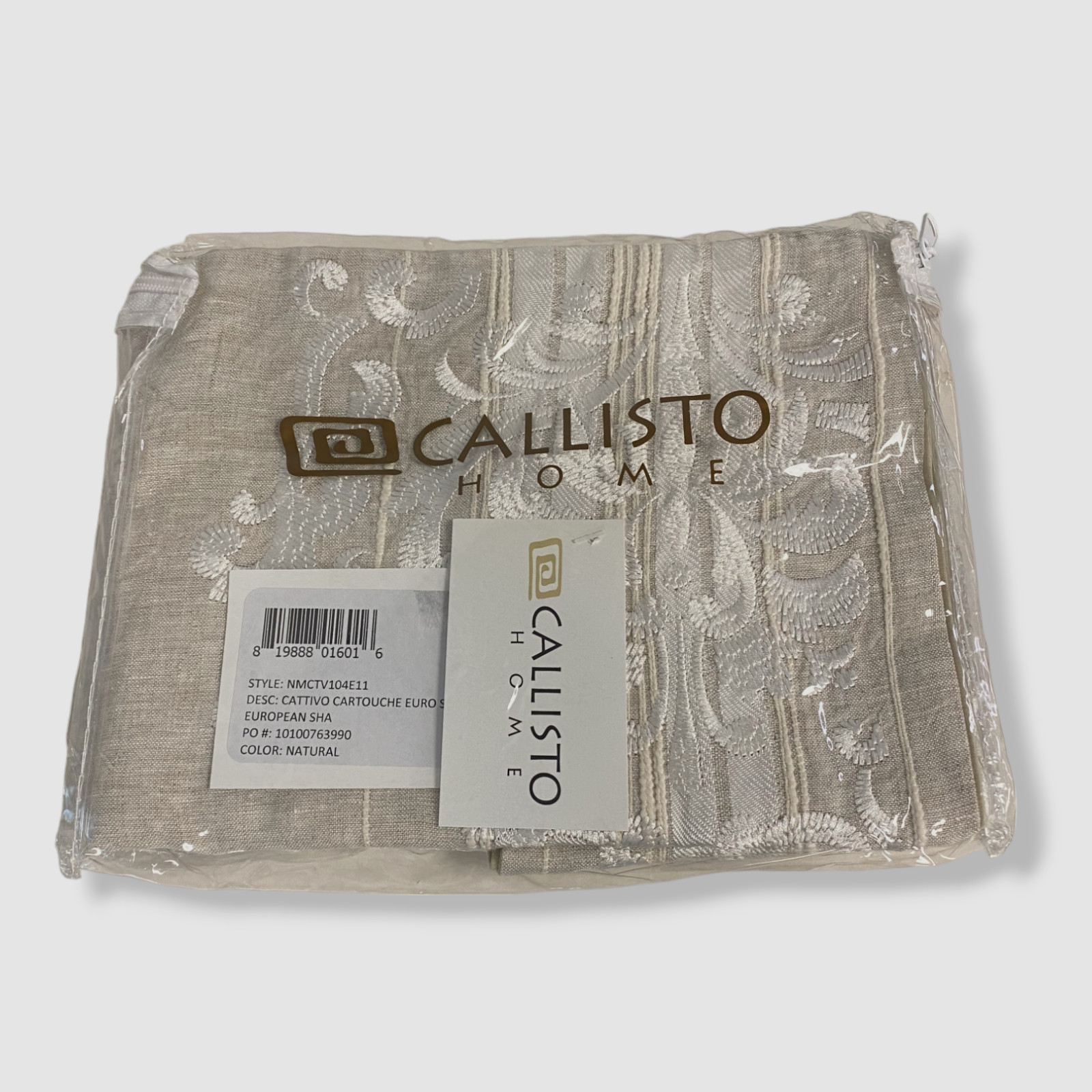 $225 Callisto Home Beige Cattivo Cartouche European Sham | 26x26