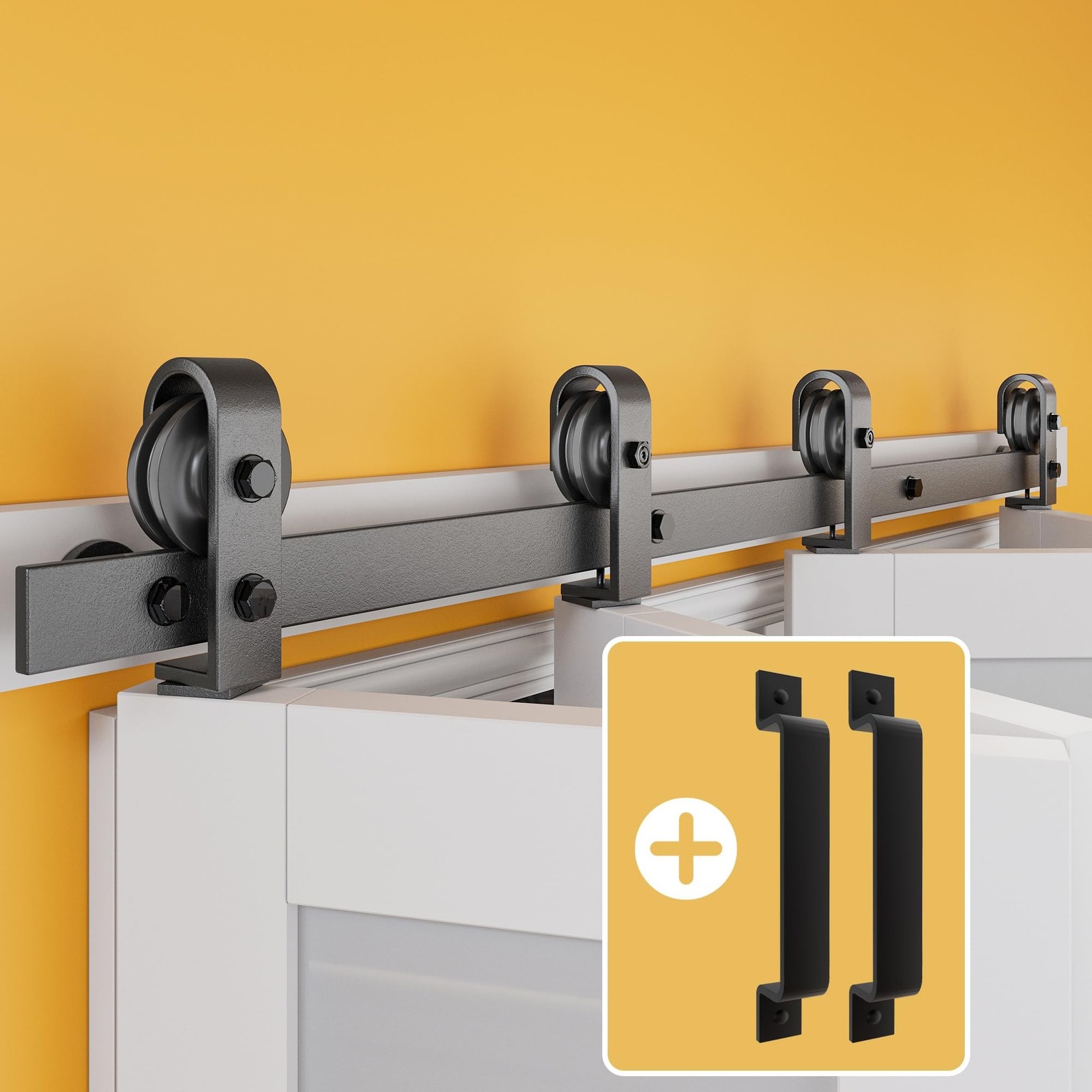 64" Bifold Barn Door Hardware Kit for Four 15" Doors, Heavy Duty 5.3FT Bi Fol...