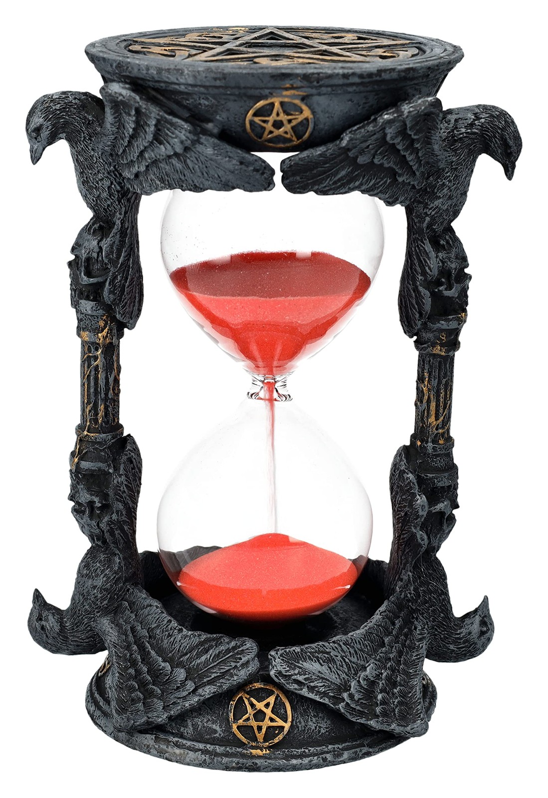 Pacific Giftware Raven Skull Sand Timer Figurine, 7" Hand-Painted Resin Decor