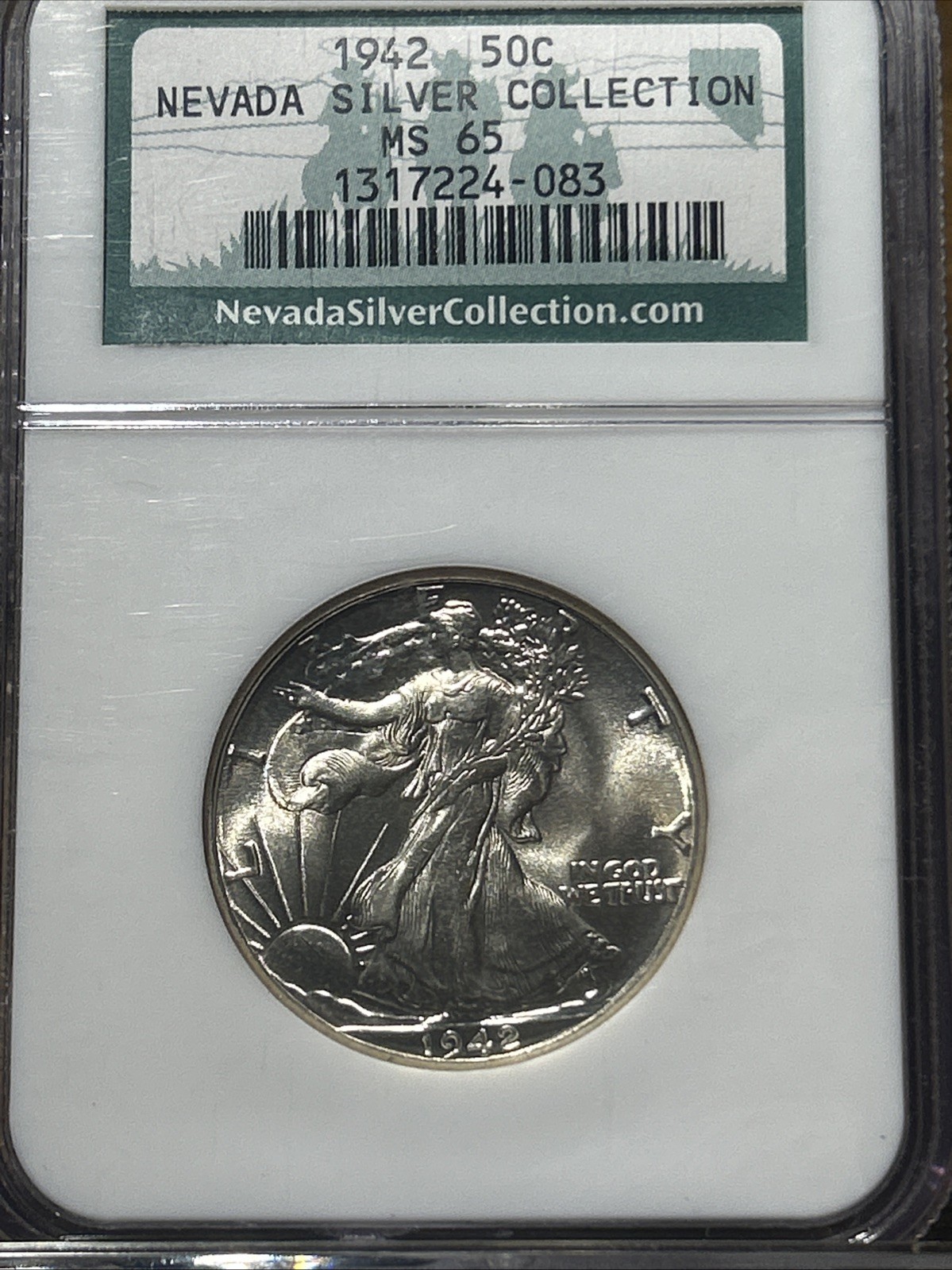 1942  Walking Liberty Half Dollar NGC MS 65 Nevada Silver Collection Old Holder!