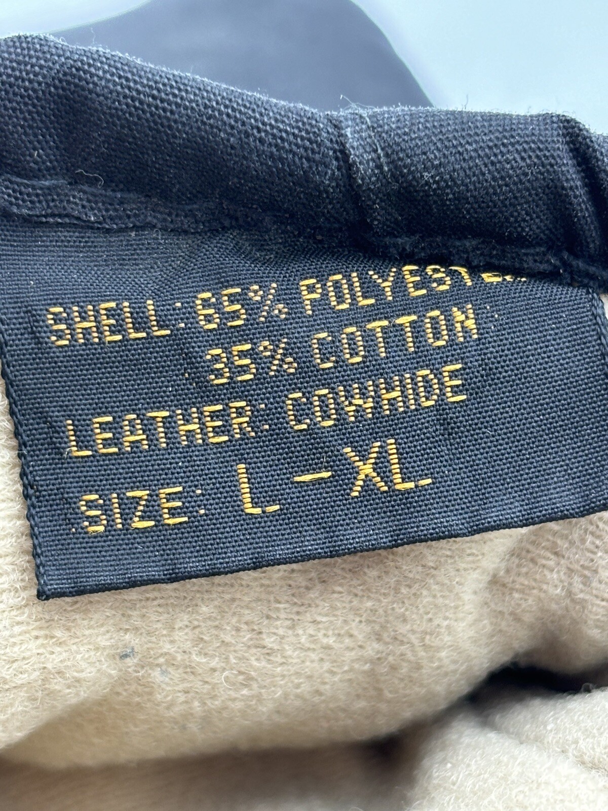 Thinsulate Gloves L/XL Poly Cotton Shell Leather Cowhide Black