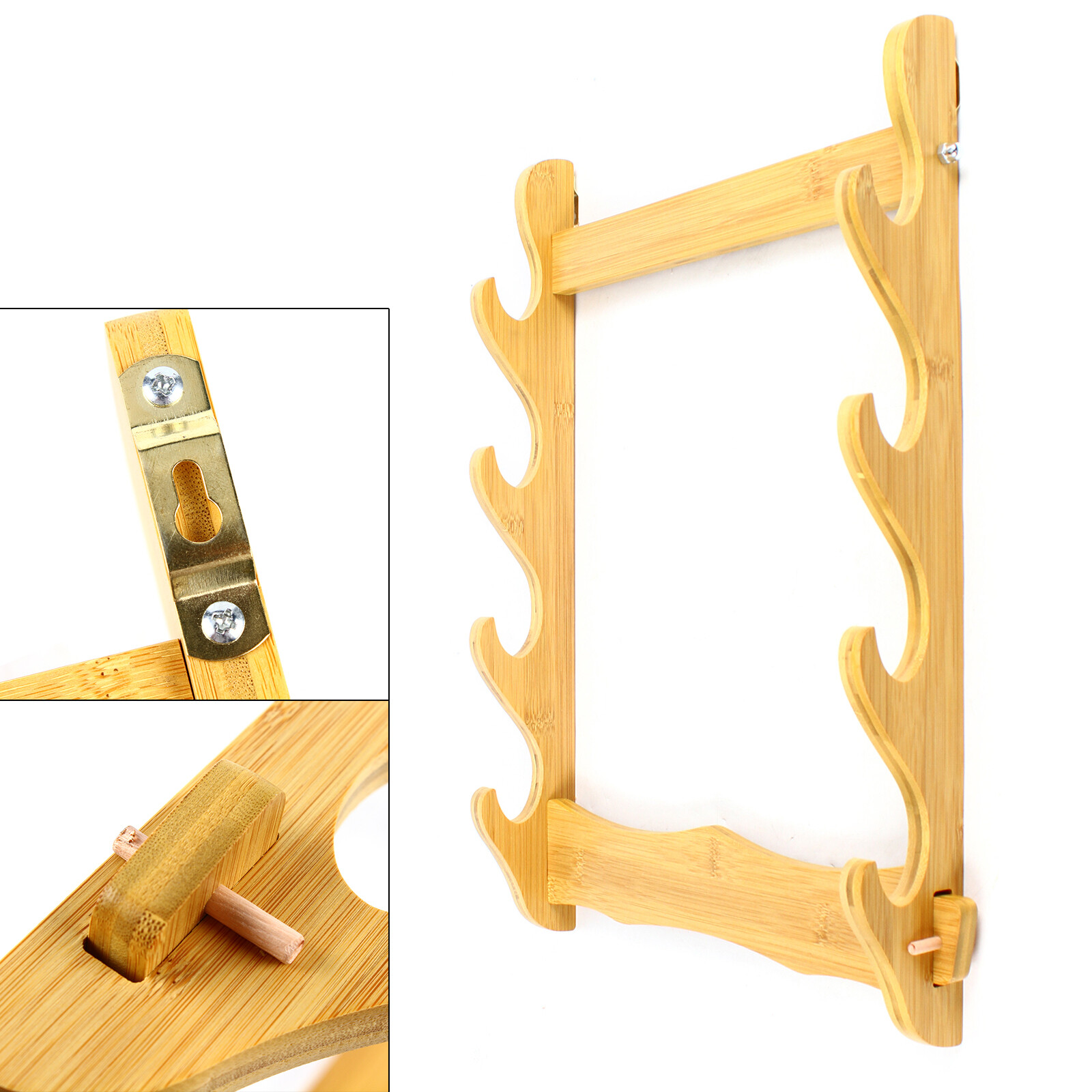 4-Tier Wall Mounted Samurai Sword Holder Katana Stand Flute Display Stand Rack